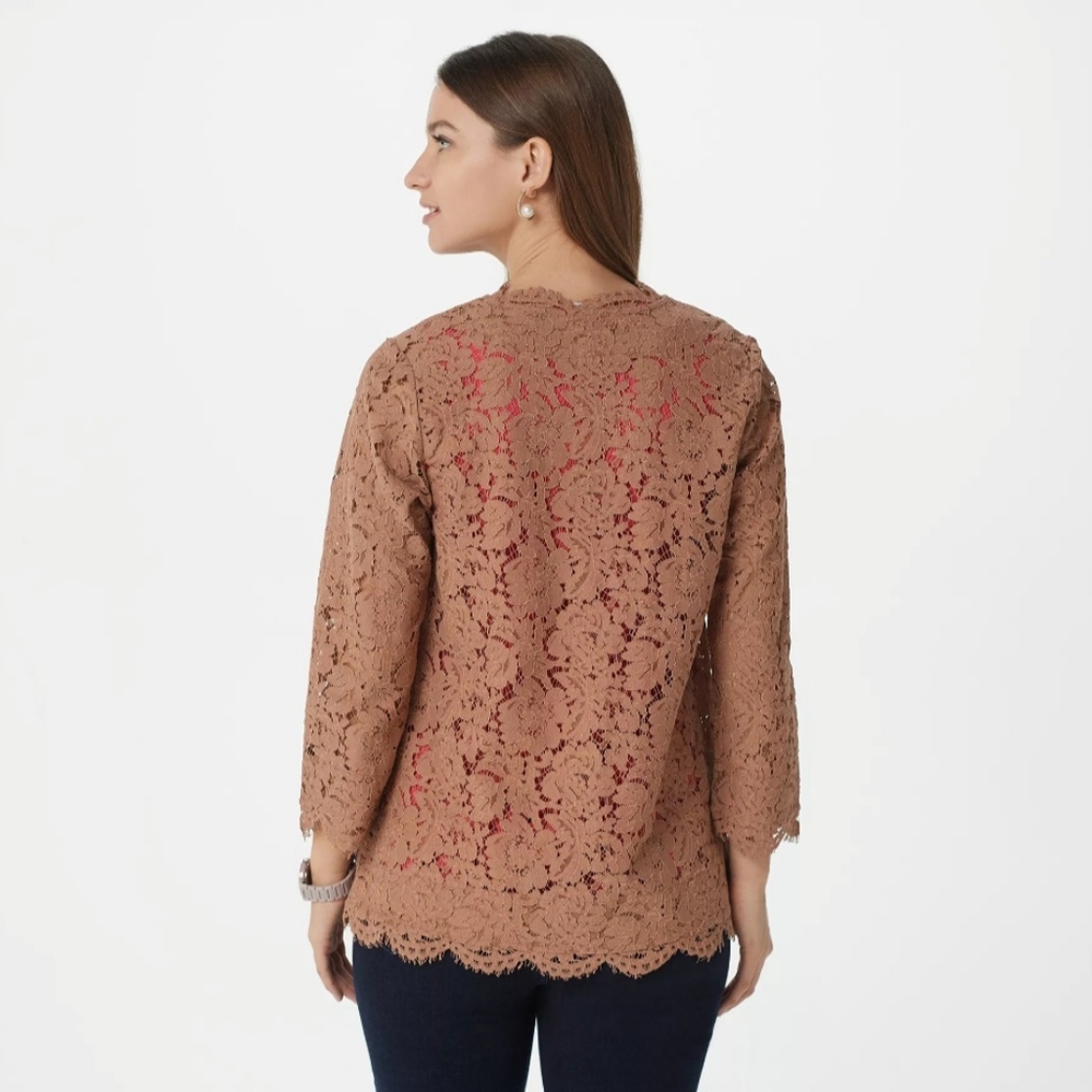 Isaac Mizrahi Live! Lace Open Front Cardigan Jacket  NWOT Size Large - Picture 4 of 9